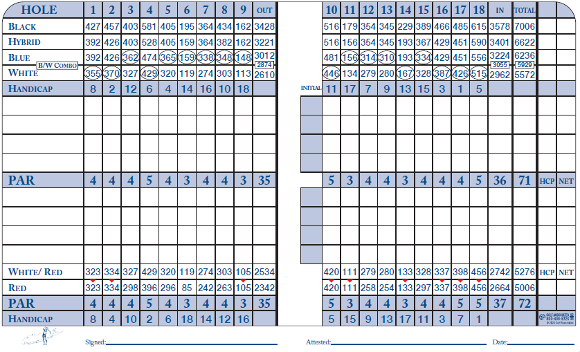 21+ Snohomish Golf Course Scorecard